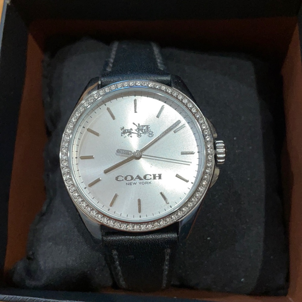 Coach watch with diamond accent bezel